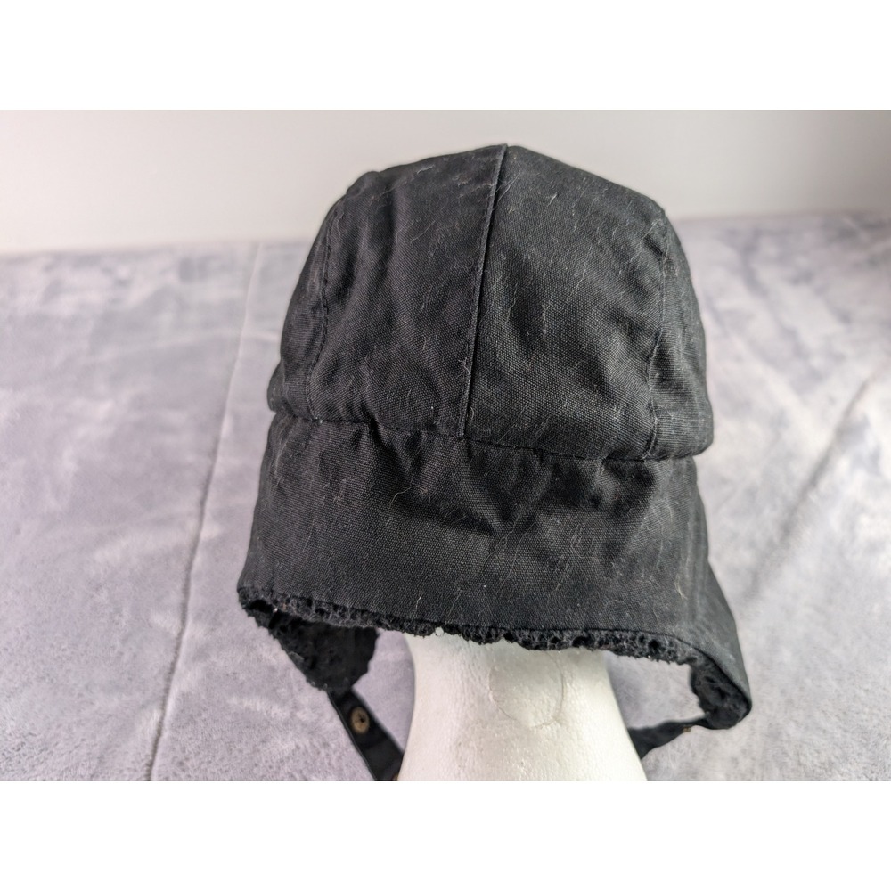 Ole America Black Trapper Hat Ear Flaps Faux Shearling Quilted Lining S - Picture 4 of 8